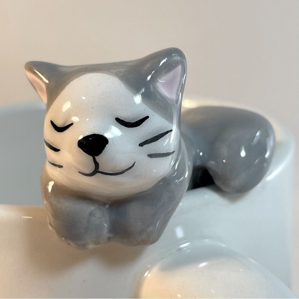 Good Meowning Good Morning gray white cat mug by eccolo world traveler nwt gift